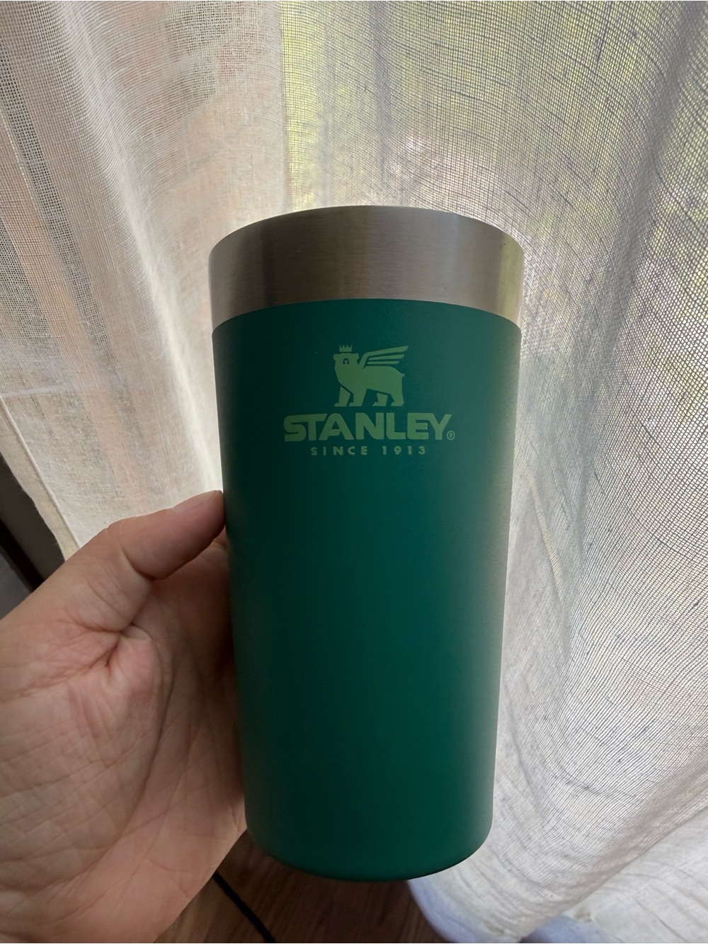 Stanley Teal Green Travel Tumbler with Stainless Rim